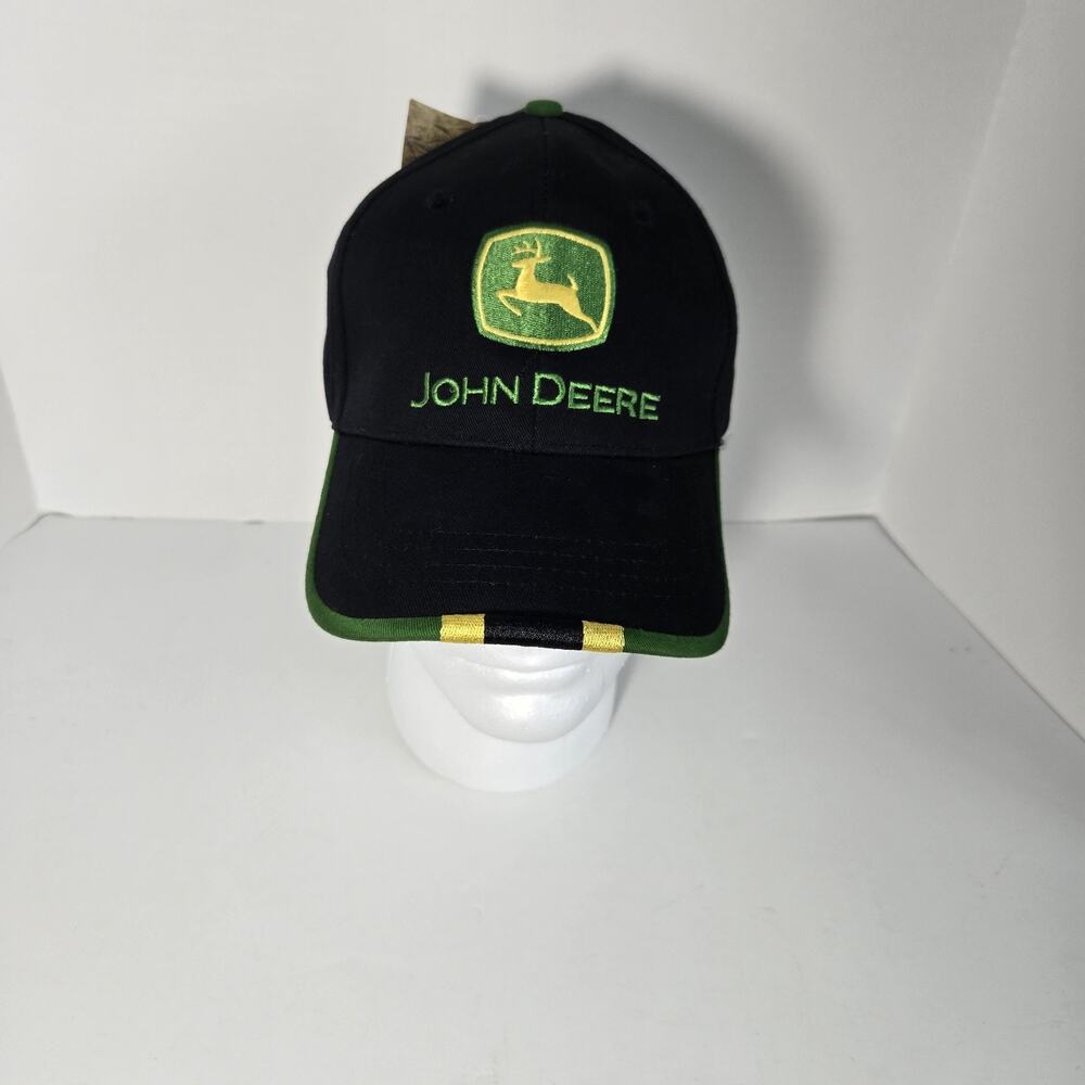 NWT Older John Deere Men's Adjustable Black Hat Unique Bill Design